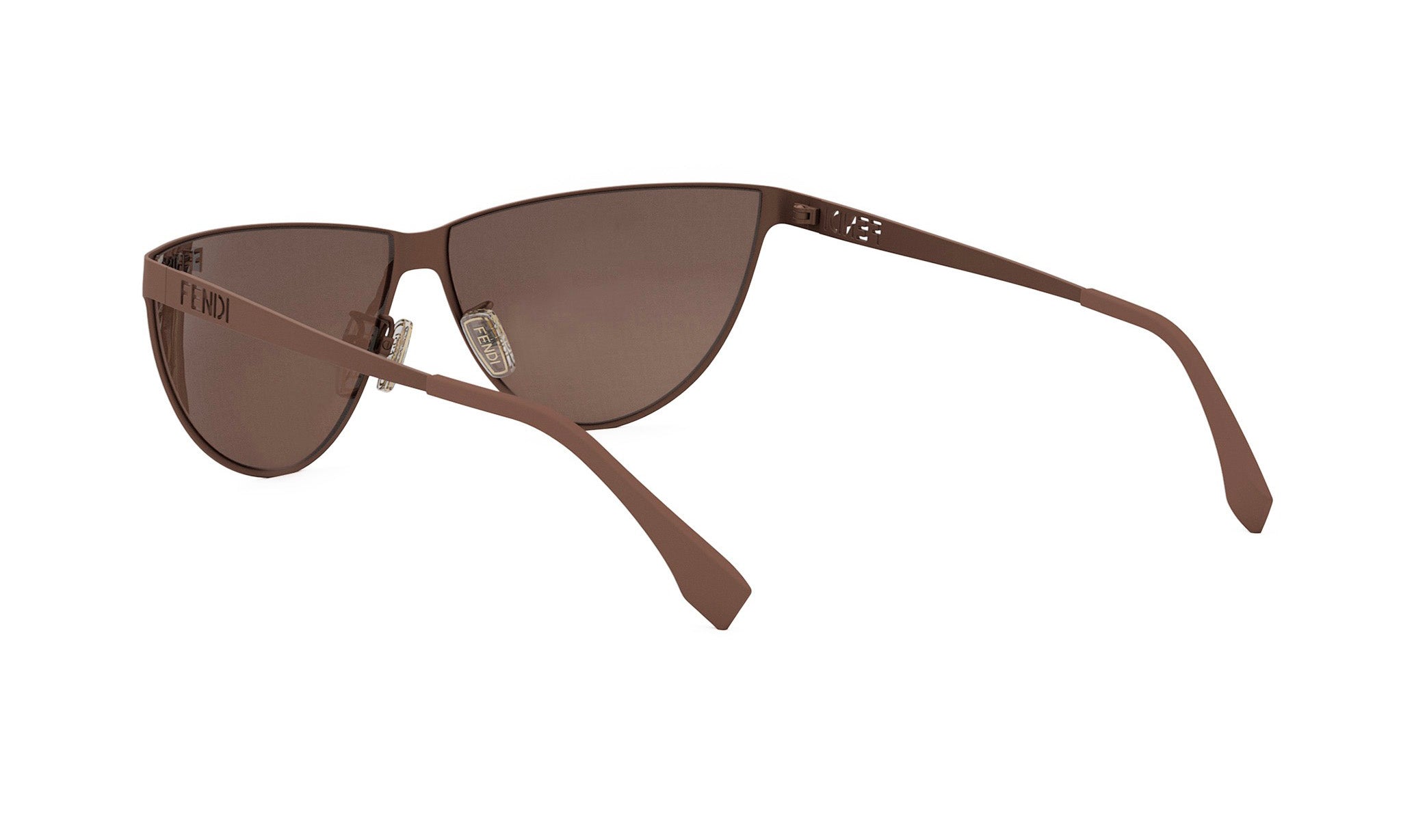 A pair of brown sunglasses with a dark frame and dark lenses.