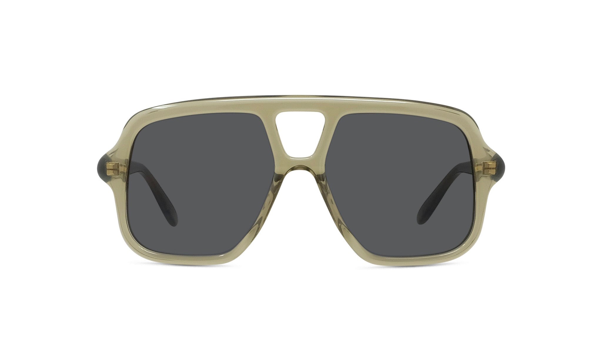 A pair of aviator sunglasses with dark lenses.