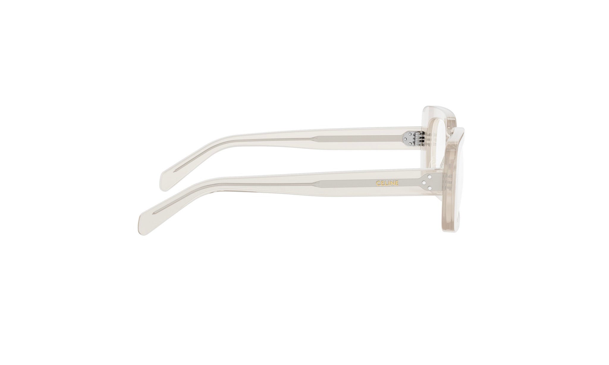 A pair of white-framed glasses with a sleek, modern design.
