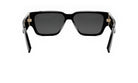 A pair of black sunglasses with gold accents, featuring a sleek and modern design.