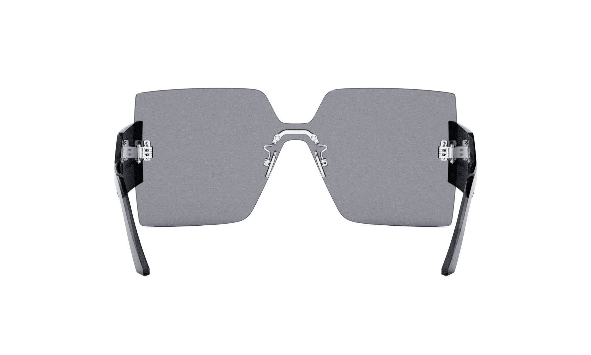 A pair of large, square-framed sunglasses with dark lenses.