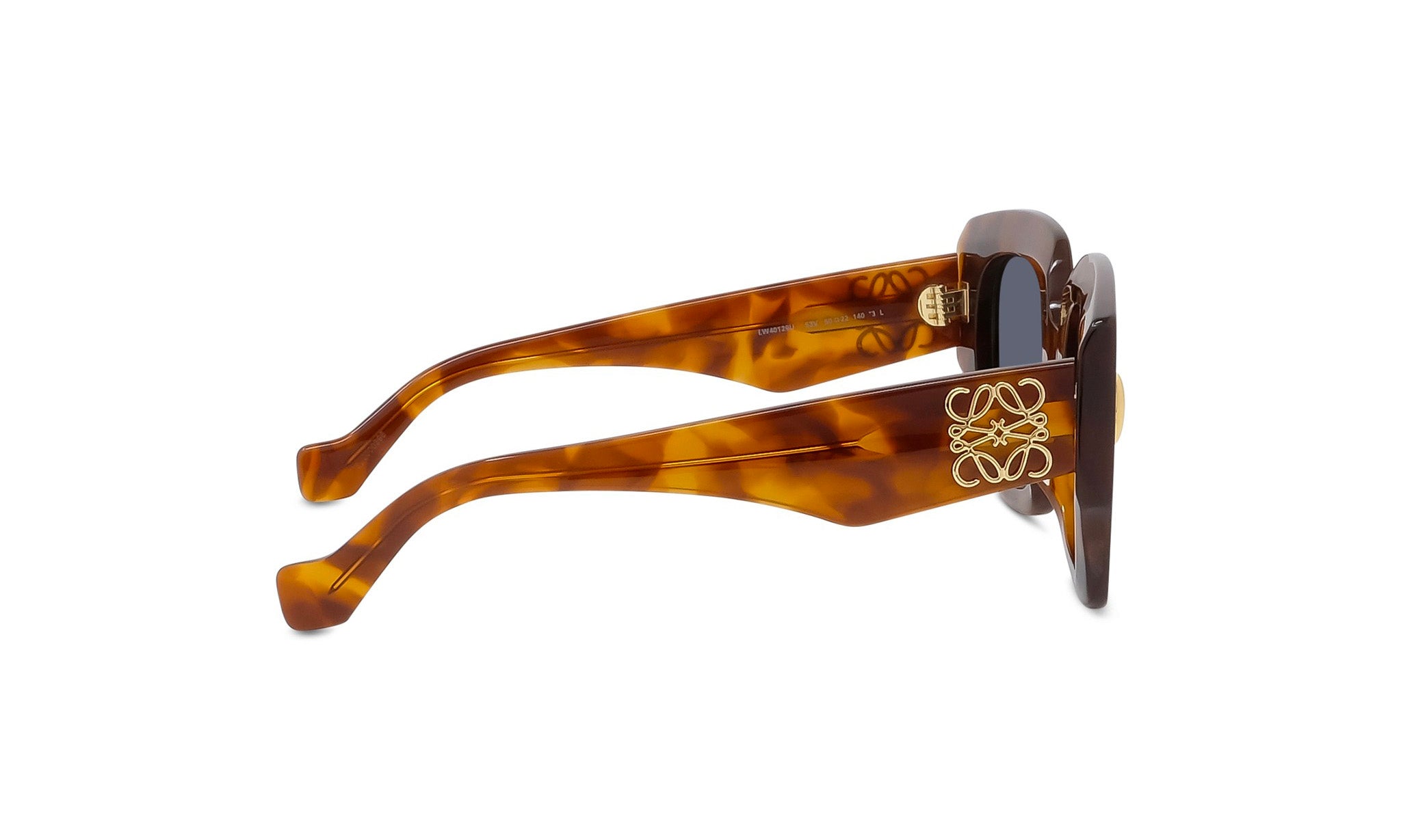 A pair of stylish sunglasses with a tortoiseshell frame and gold-tone accents.