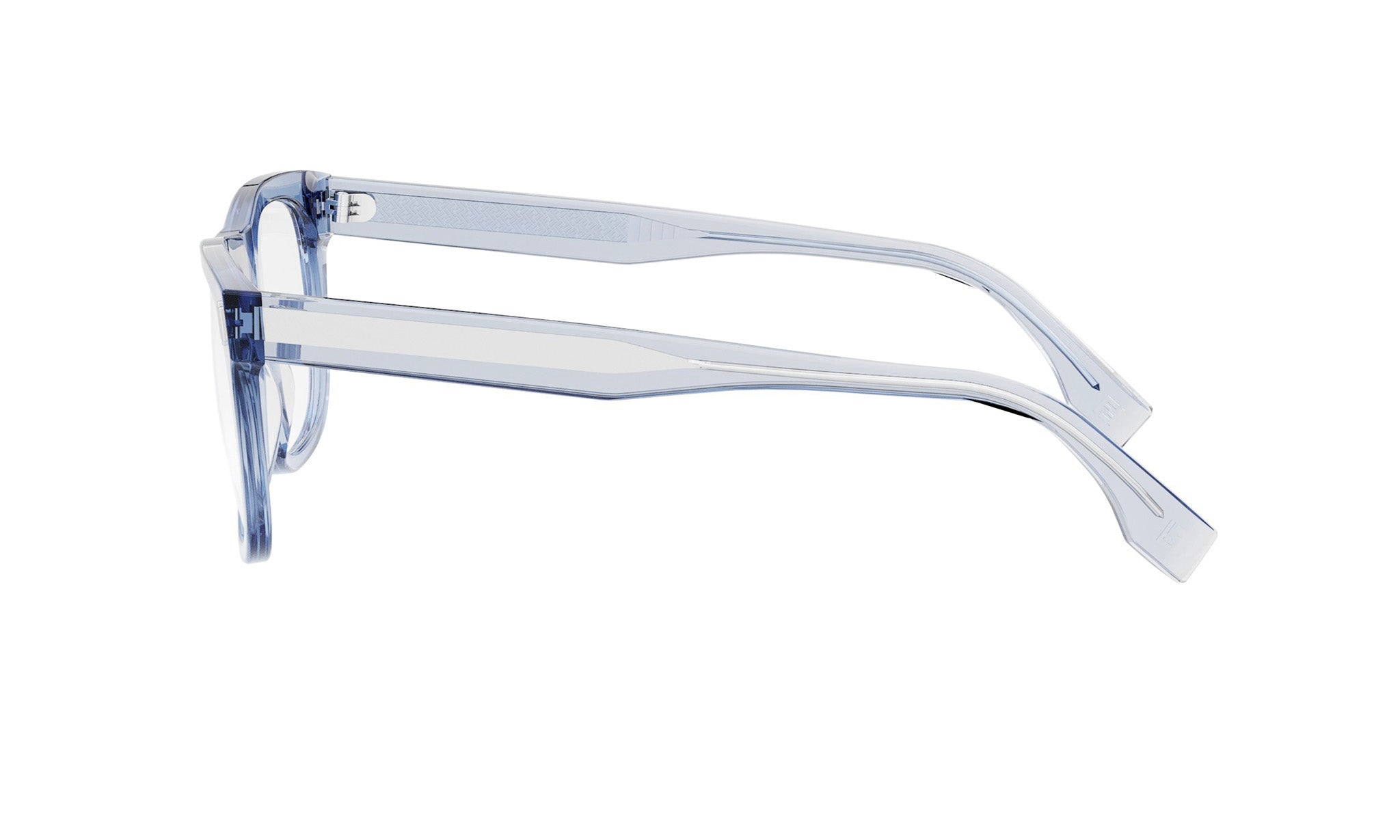 A pair of clear, blue-tinted glasses with a sleek, modern design.
