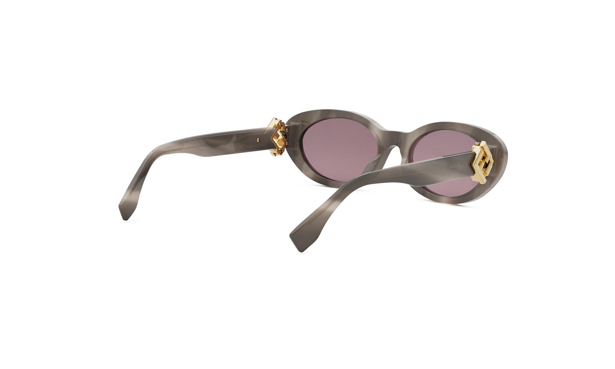 A pair of stylish sunglasses with a dark frame and gold-colored accents.