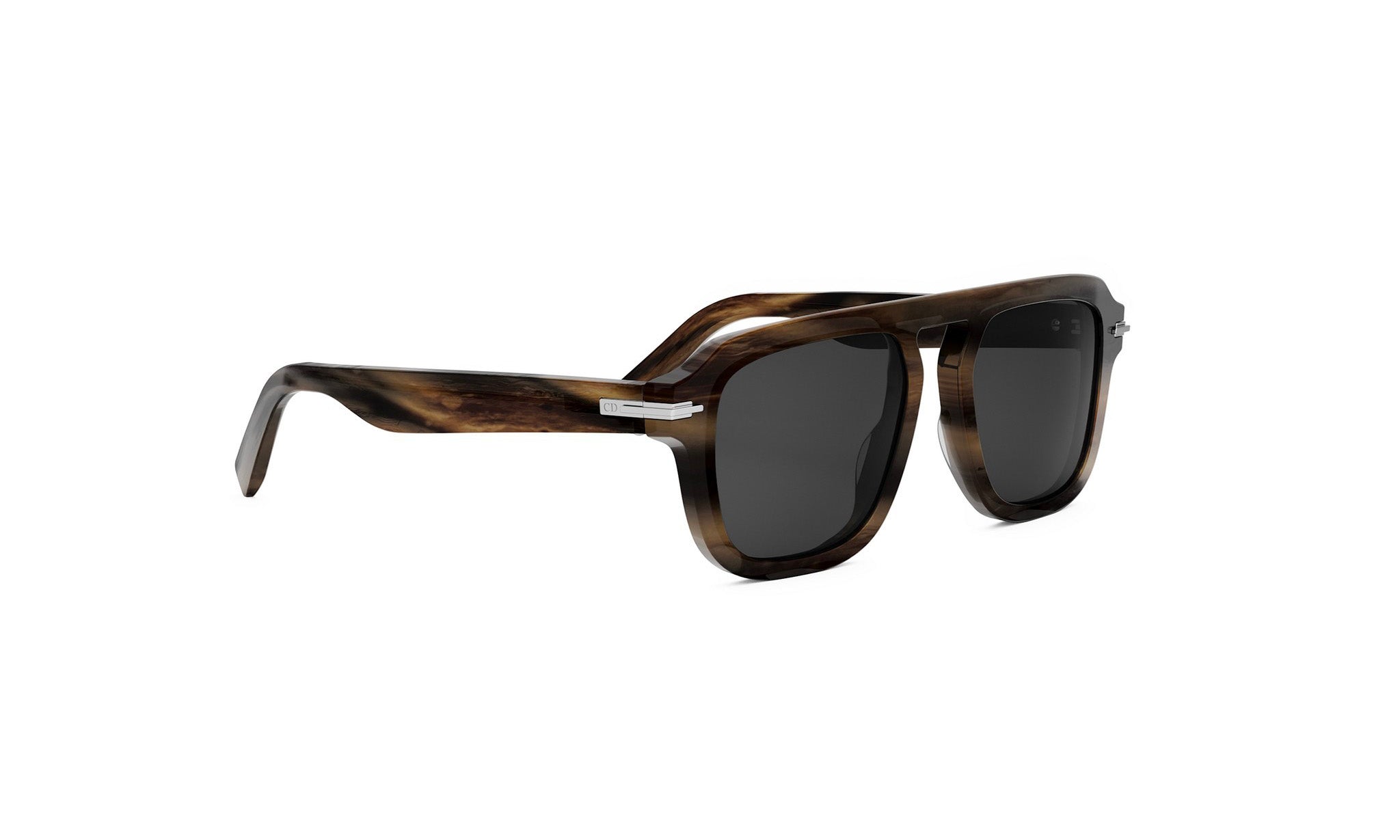 A pair of dark-framed sunglasses with a sleek, modern design.