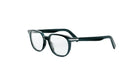 A pair of black-framed glasses with clear lenses is shown against a white background.