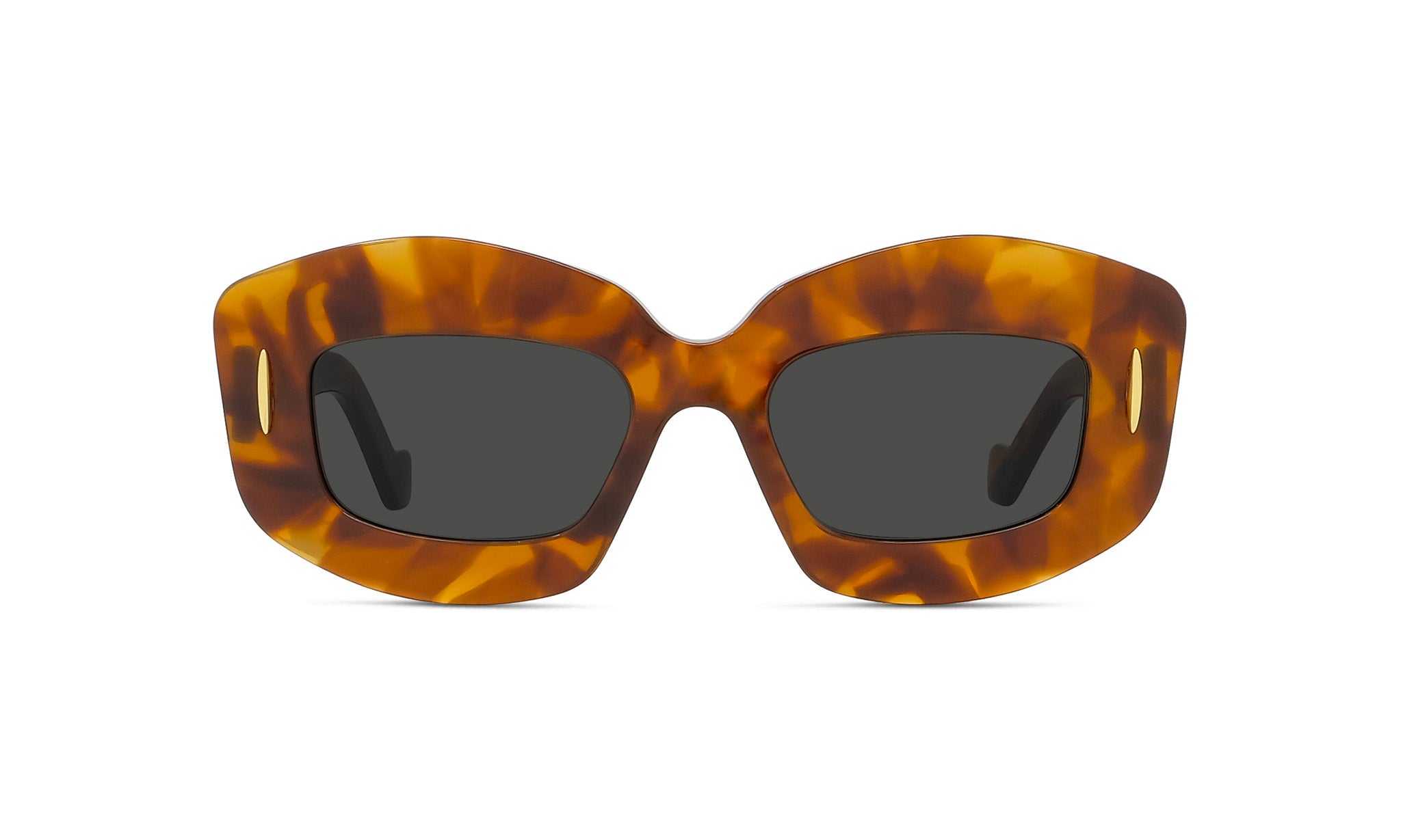 A pair of stylish sunglasses with a tortoiseshell frame and dark lenses.
