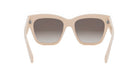 A pair of beige-colored sunglasses with dark lenses.