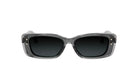 A pair of black-framed sunglasses with dark lenses.