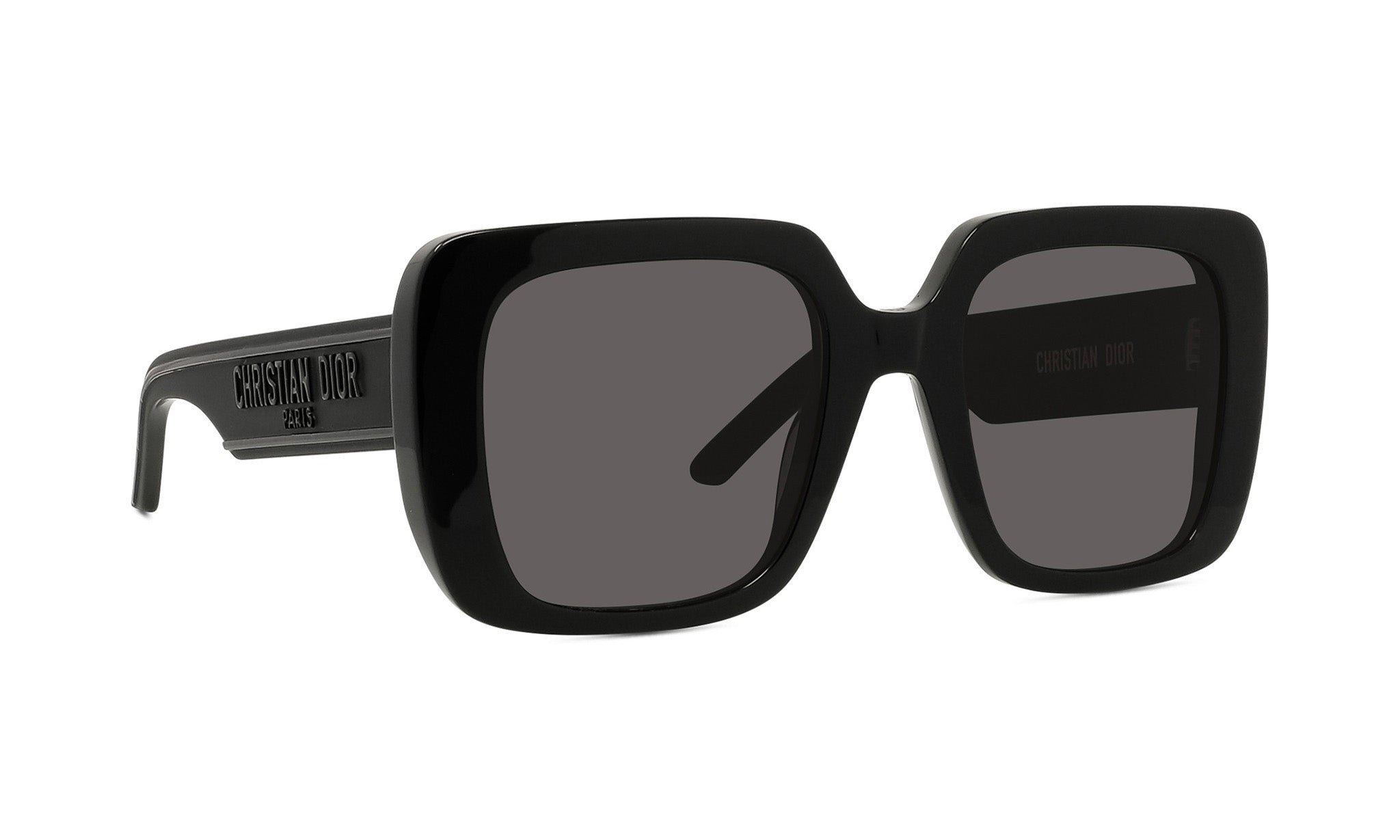 A pair of black sunglasses with a square frame.