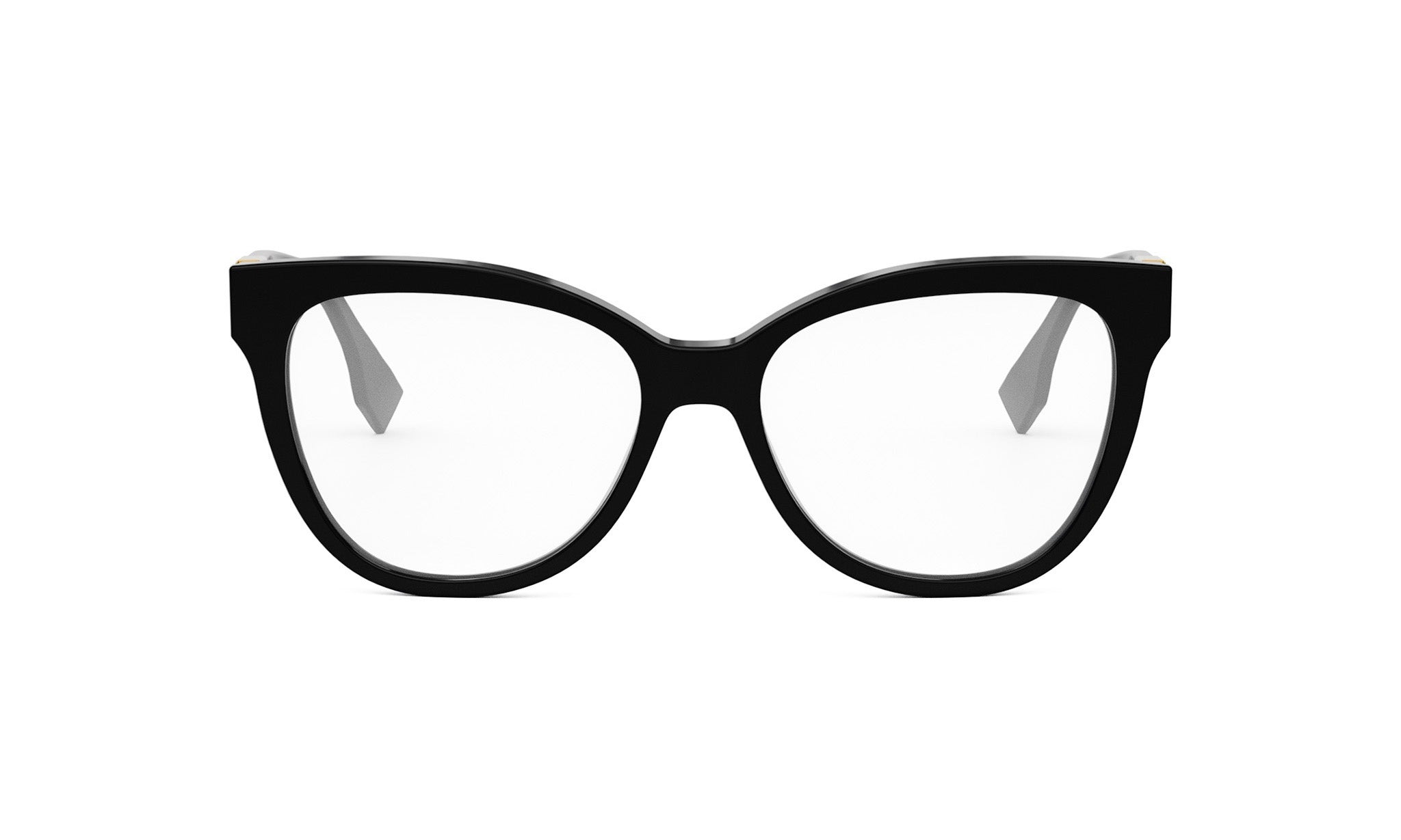 A pair of black-framed glasses with clear lenses.