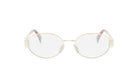 A pair of round, wire-rimmed glasses with a white frame.