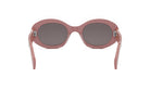 A pair of pink-framed sunglasses with dark lenses.