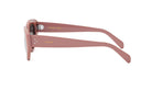 A pair of pink sunglasses with the Celine logo on the frame.
