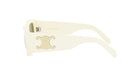 A pair of white sunglasses with a Celine Paris logo on the frame.