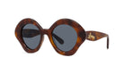 A pair of brown tortoiseshell sunglasses with dark lenses.
