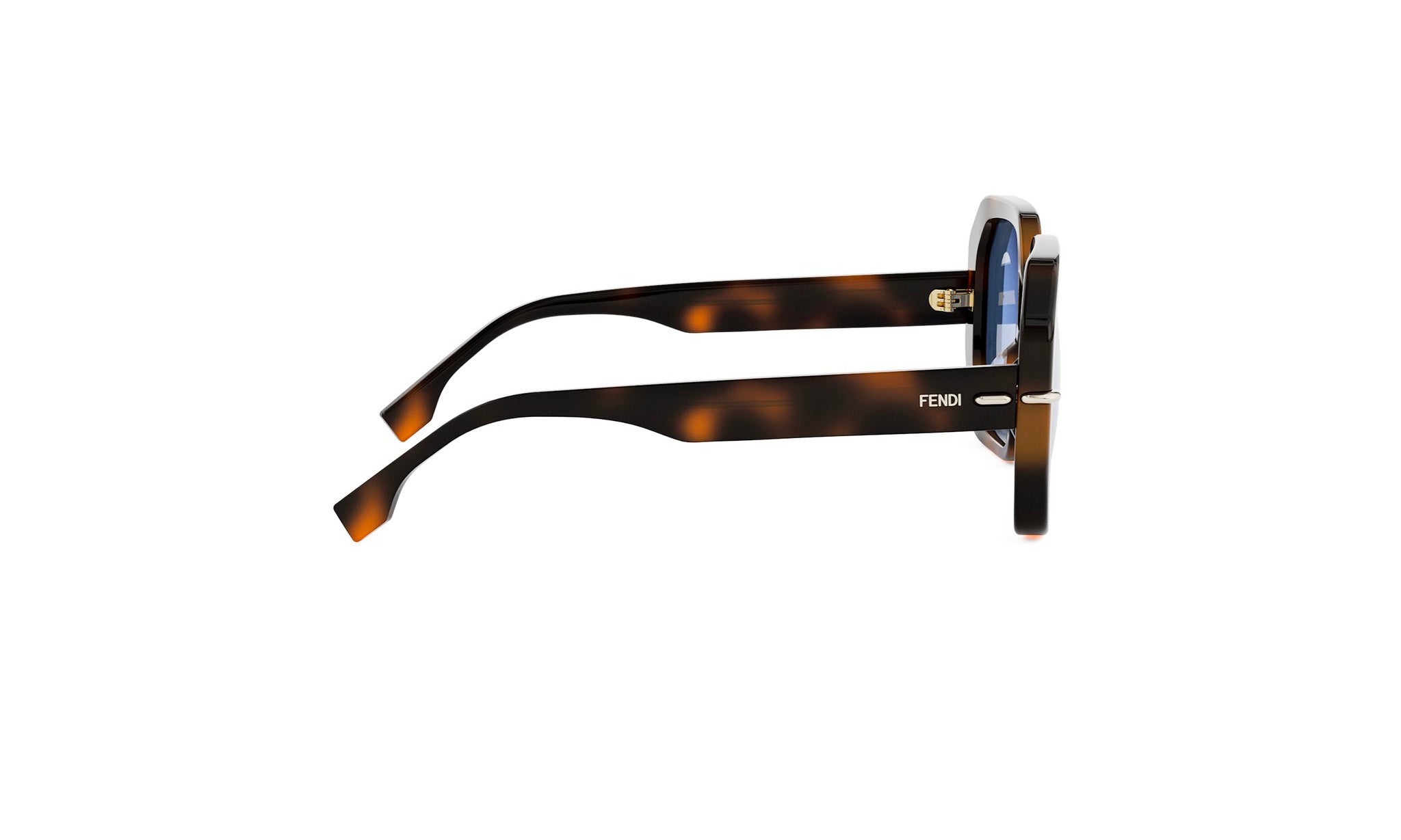A pair of sunglasses with a tortoiseshell frame and dark lenses.