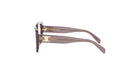 A pair of stylish sunglasses with a dark frame and a gold-colored logo on the temples.