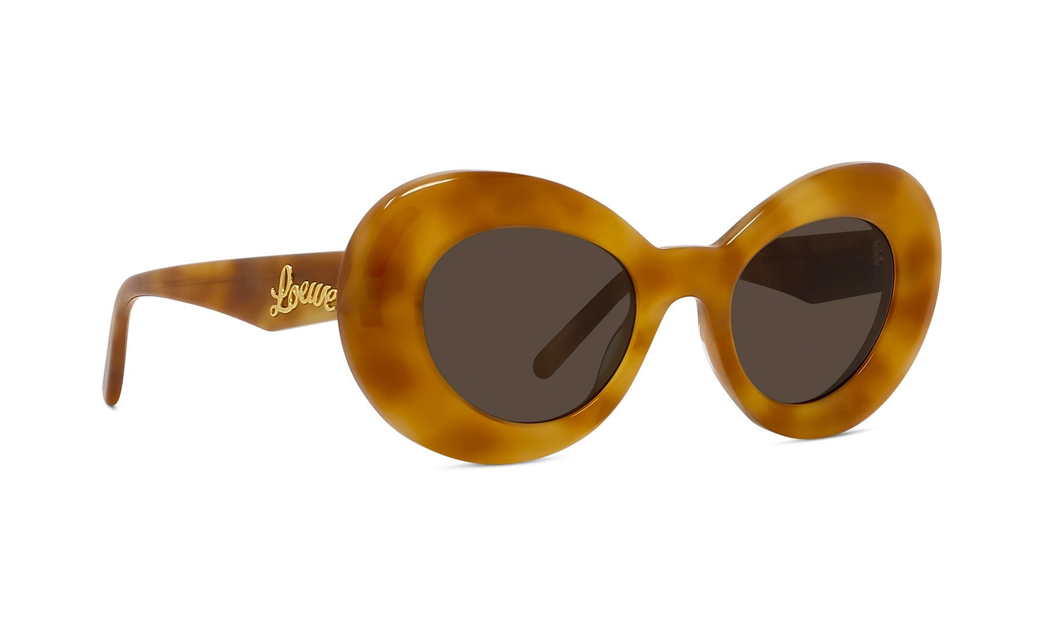 A pair of stylish sunglasses with a round frame and dark lenses.