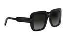 A pair of black sunglasses with the Christian Dior logo on the frame.