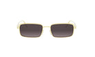 A pair of gold-framed sunglasses with dark lenses.