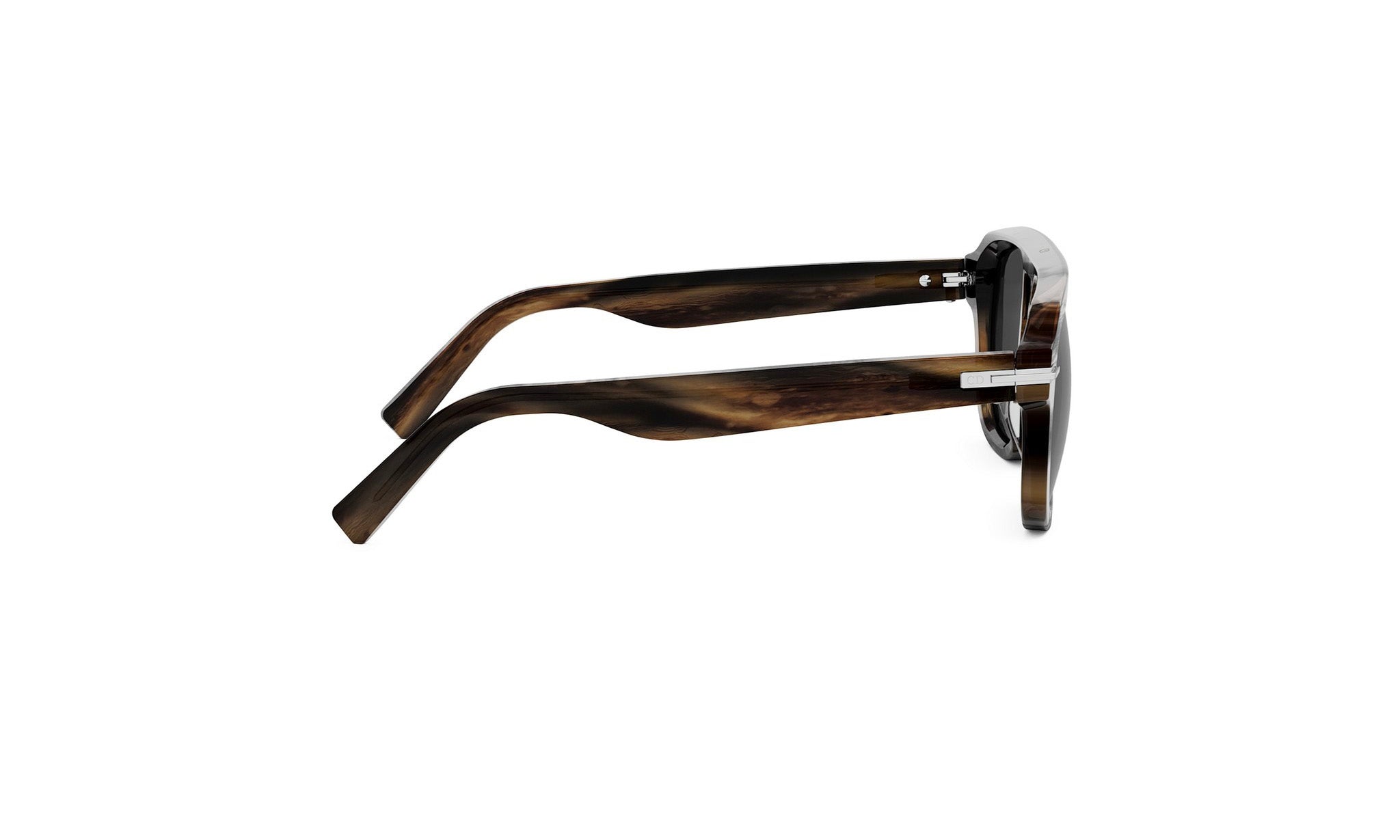 A pair of brown-framed sunglasses is shown in the image.