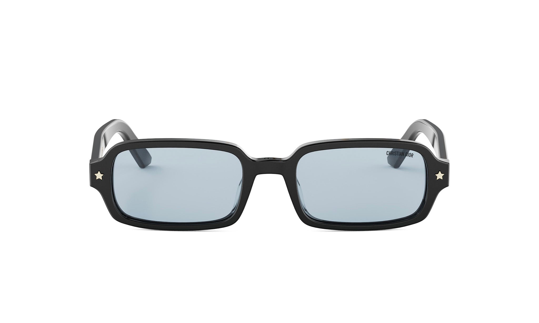 A pair of black-framed sunglasses with star-shaped embellishments on the temples.