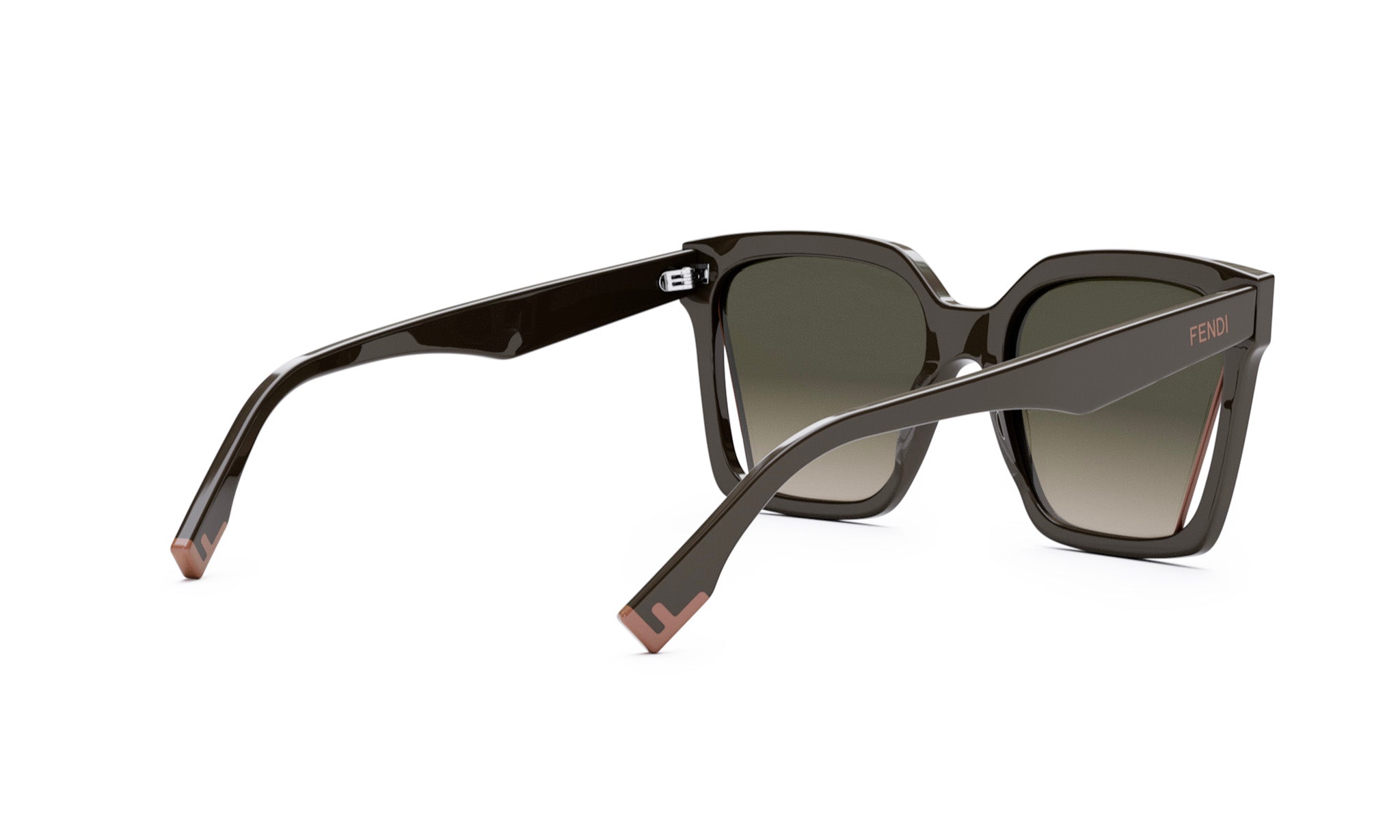 A pair of dark-colored sunglasses with a sleek, modern design.