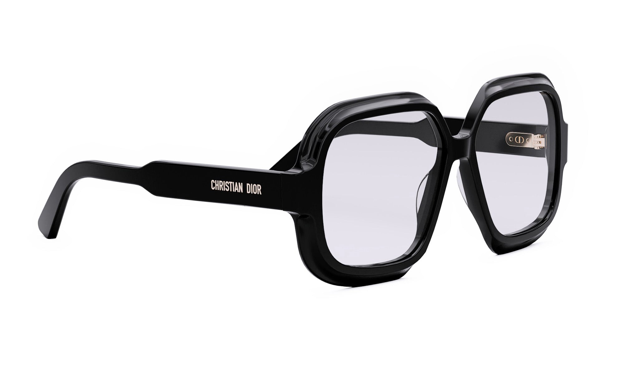 A pair of black-framed sunglasses with the brand name "CHRISTIAN DOR" printed on the side.