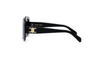 A pair of black sunglasses with a gold Celine Paris logo on the frame.
