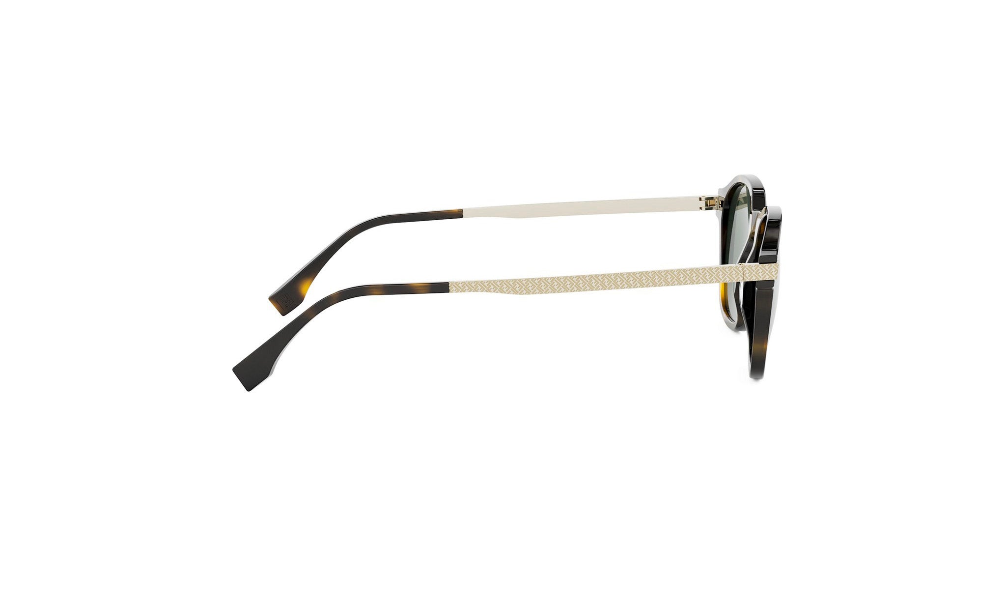 A pair of sunglasses with a tortoiseshell frame and a white strap.
