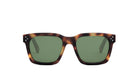 A pair of tortoiseshell sunglasses with dark green lenses.