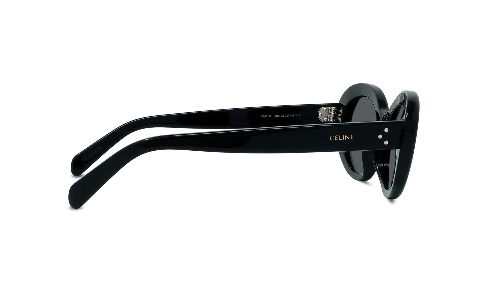 A pair of black sunglasses with the Celine brand name visible on the frame.