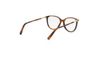 A pair of brown-framed glasses with clear lenses, positioned on a white background.