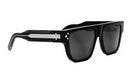 A pair of black sunglasses with a sleek, modern design.