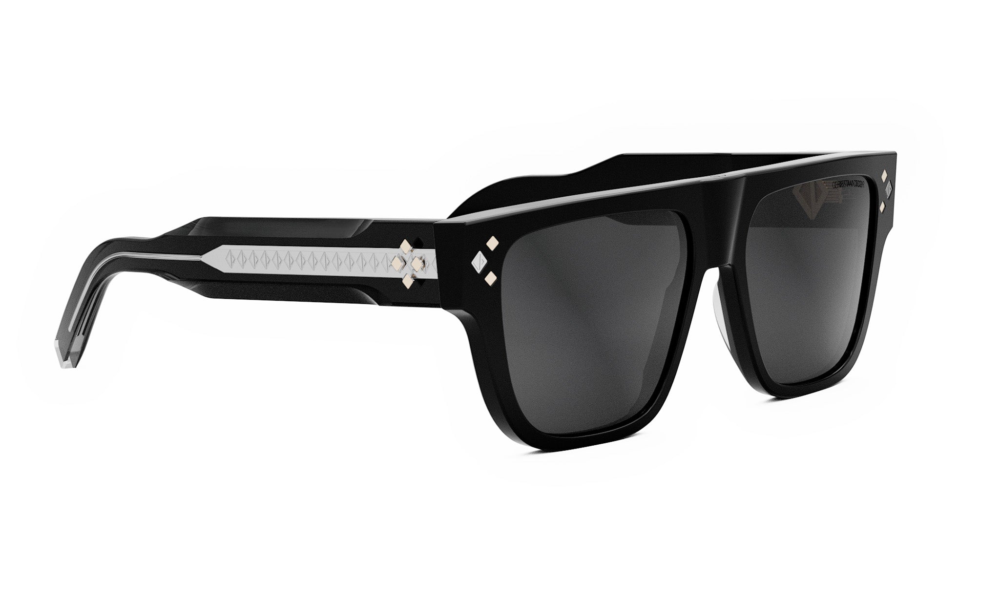 A pair of black sunglasses with a sleek, modern design.