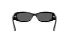A pair of black sunglasses with dark lenses is shown against a white background.