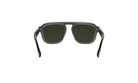 A pair of dark-colored sunglasses with a sleek, modern design.
