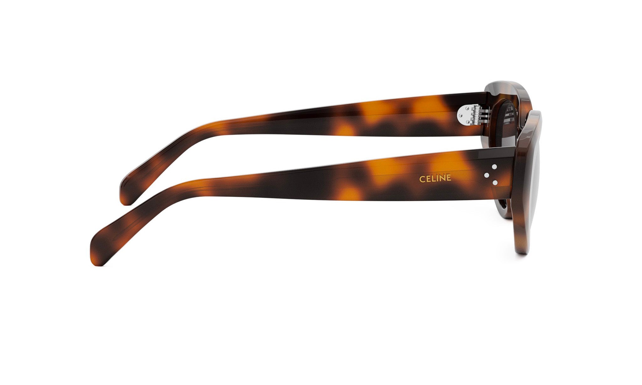 A pair of brown-tinted sunglasses with the Celine logo visible on the frame.