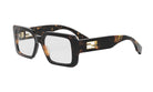 A pair of stylish, square-framed sunglasses with a distinctive Fendi logo on the temples.
