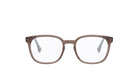 A pair of brown-framed glasses with clear lenses, set against a white background.