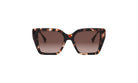 A pair of stylish sunglasses with a tortoiseshell frame and dark lenses.