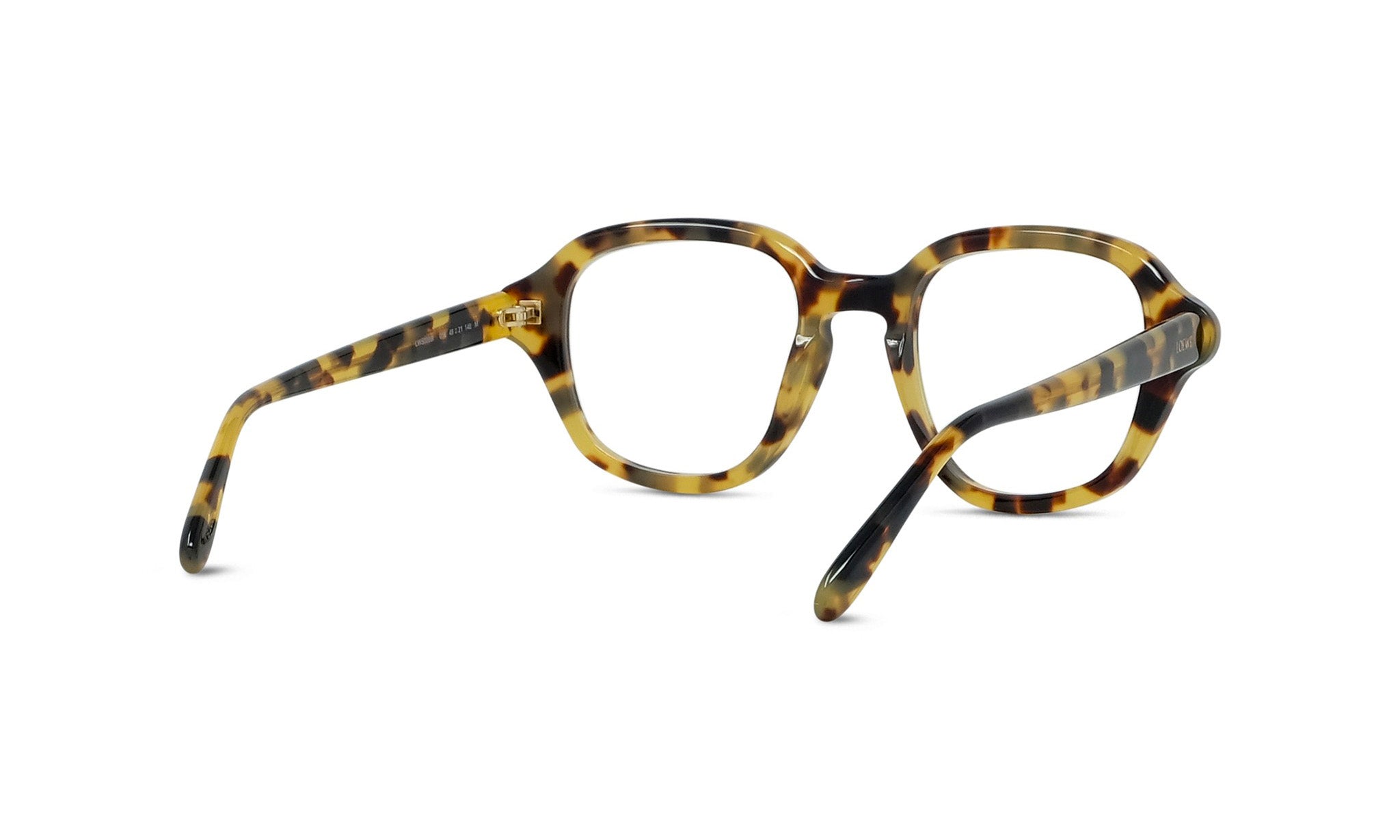 A pair of tortoiseshell-framed glasses with a yellow and black color scheme.