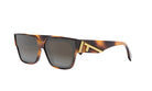 A pair of sunglasses with a tortoiseshell frame and dark lenses.