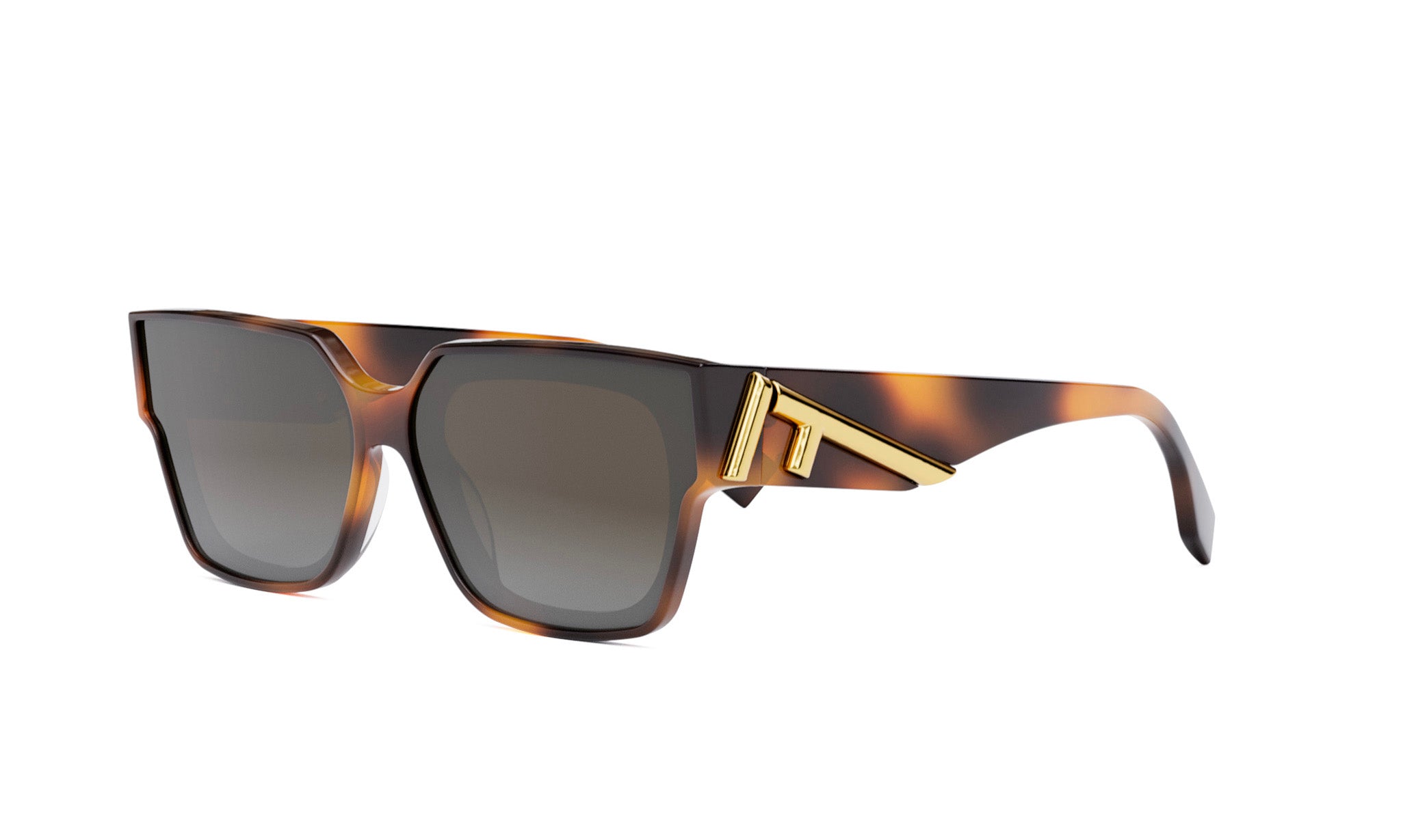 A pair of sunglasses with a tortoiseshell frame and dark lenses.