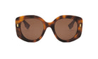 A pair of brown-framed sunglasses with dark lenses.