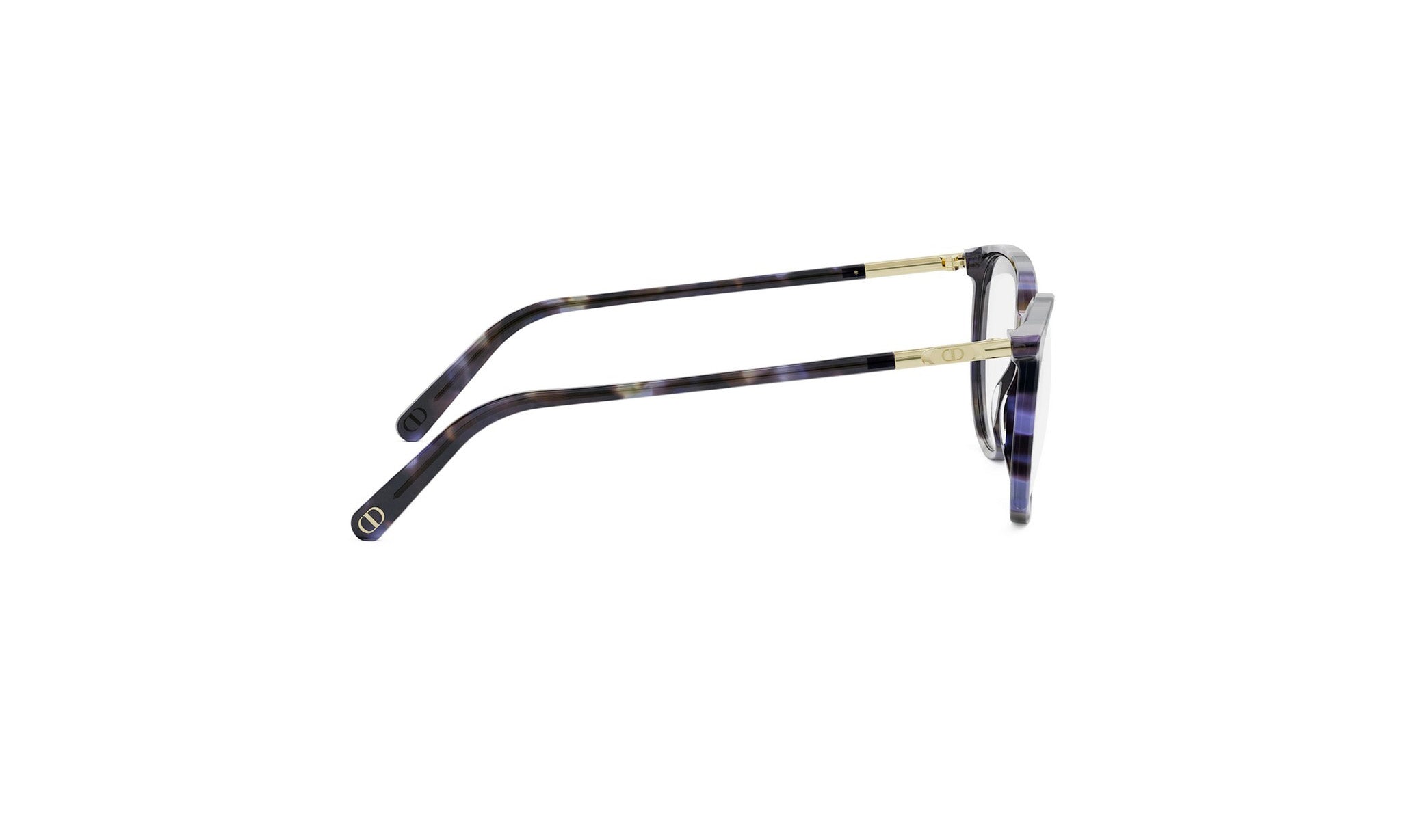 A pair of stylish, tortoiseshell-framed glasses with a dark frame and gold accents.