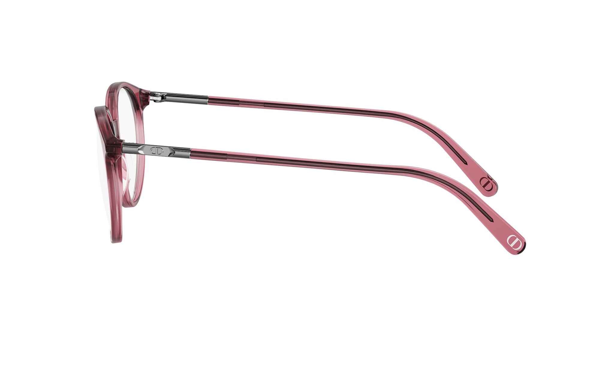 A pair of red-tinted eyeglasses with a sleek, modern design.