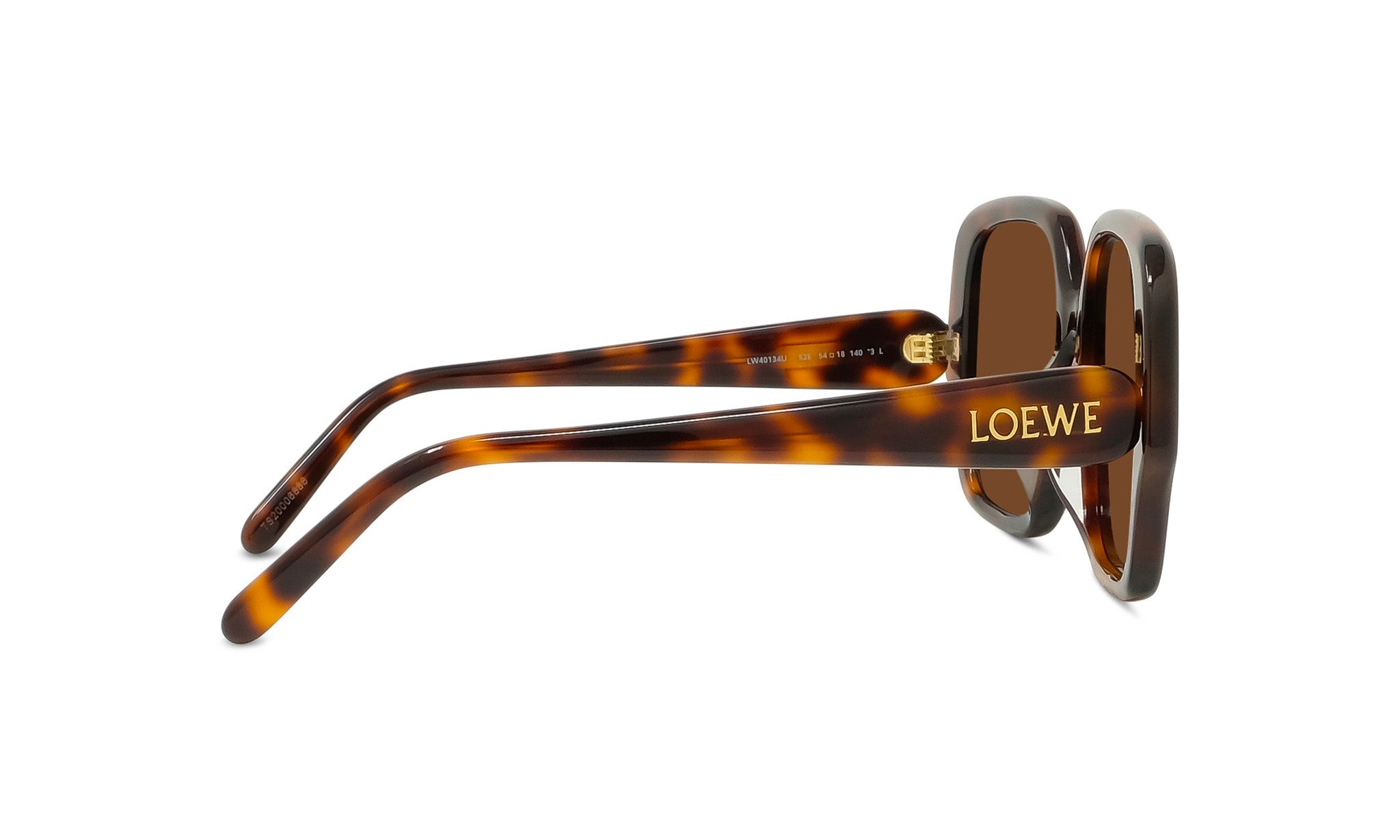 A pair of brown sunglasses with the LOEWE brand name visible on the frame.