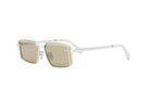 A pair of white-framed sunglasses with a dark tint, displayed against a white background.